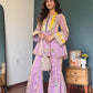 Lavender Noor Peplum & Flared Pants Set