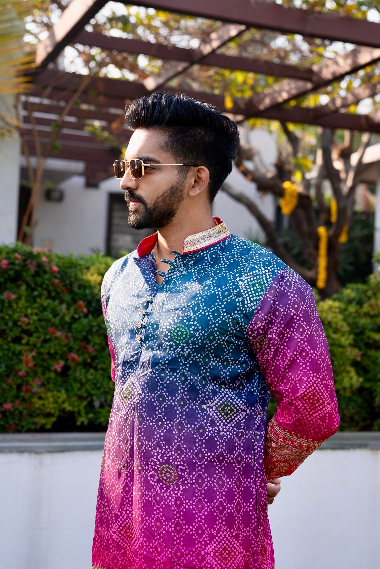 The Prussian Shaded Blue and Pink Kurta