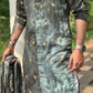 Unique Green-Indigo Shibori Kurta with Mirror Details