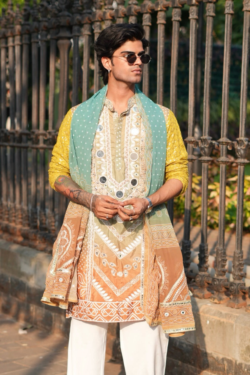 Forest Line Bhandhani Kurta Plus Dupatta