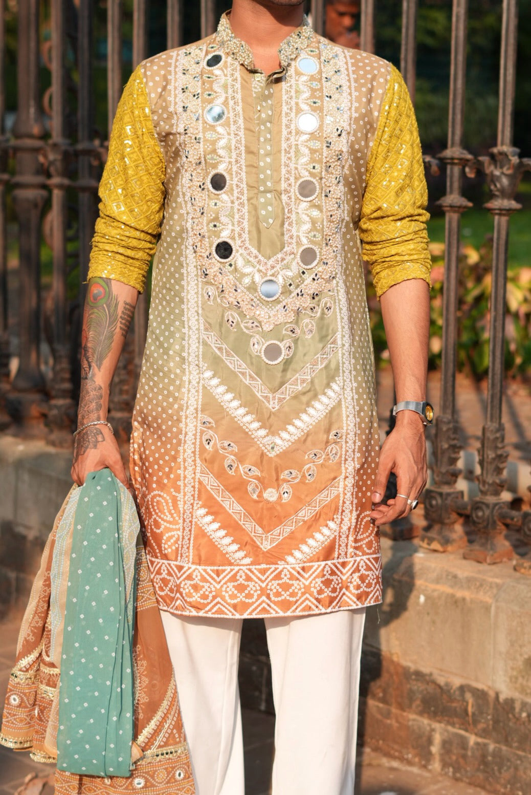 Forest Line Bhandhani Kurta Plus Dupatta