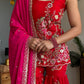 Red Peacock Sharara Kurta