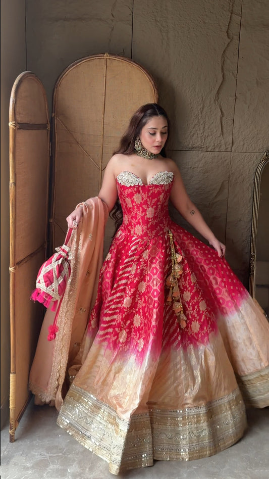 Gulnaar Ombre Corset Lehanga Set