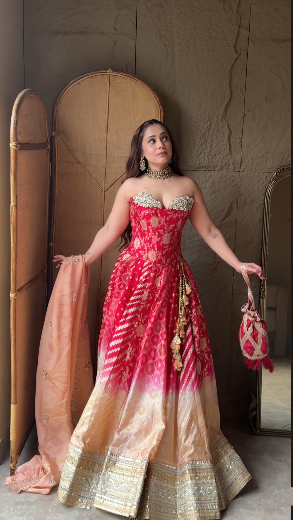 Gulnaar Ombre Corset Lehanga Set