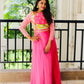 Exquisite Pink Floral Print & Embroidered Designer Casual Gown