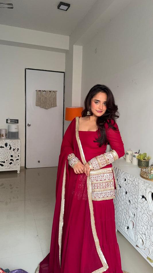 Ruby Noor Embellished Sharara Set