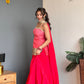 Ruby Red Bhandhani Kurta Palazzo Set