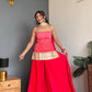 Ruby Red Bhandhani Kurta Palazzo Set