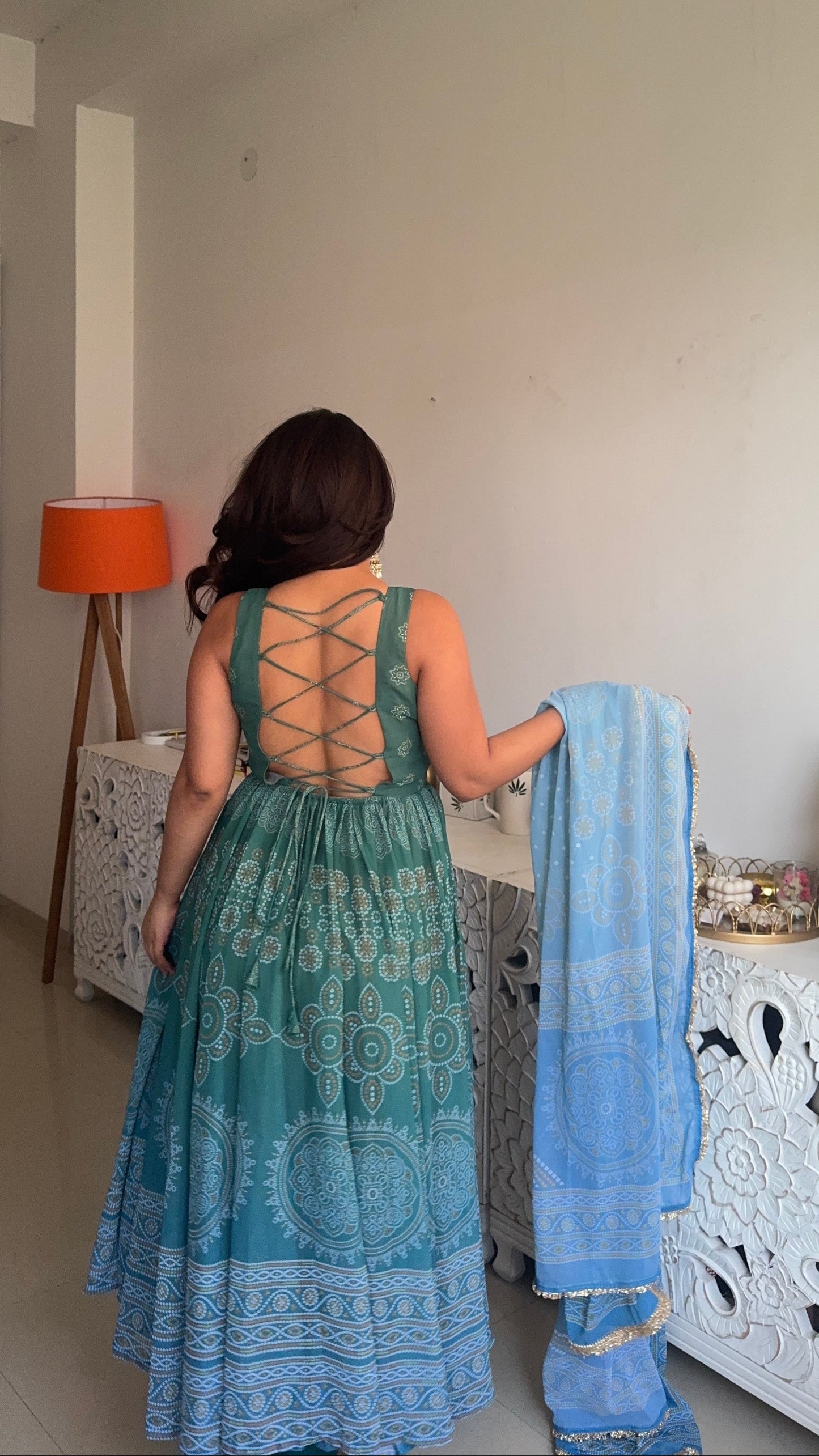Neelaya Green Printed Anarkali Set