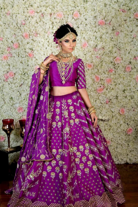 Purple Silk Lehenga