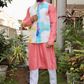 Cotton Silk Embroidered Kurta with Multiprint Basecoat