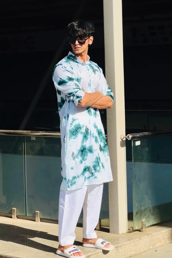 Green Rayon Batik Mirror Kurta