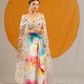 Splashy Draped Skirt with Crop Top and Net Shrug Dupatta