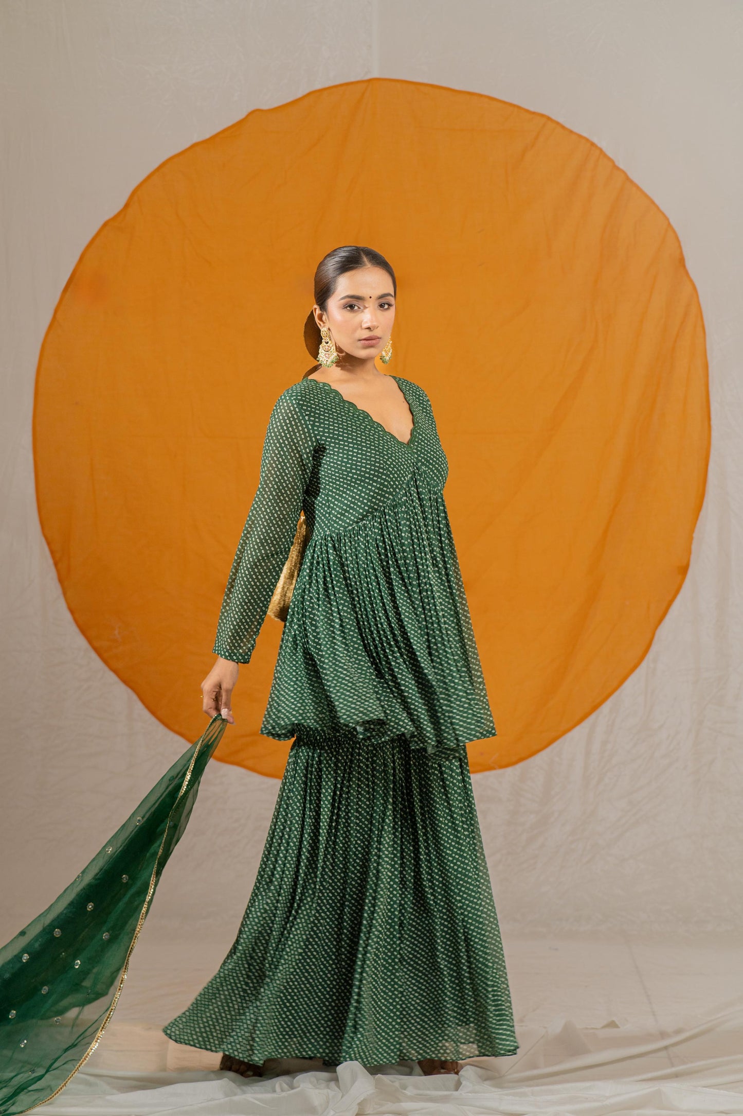 Jade Bhandhani Georgette Sharara Kurta with Dupatta