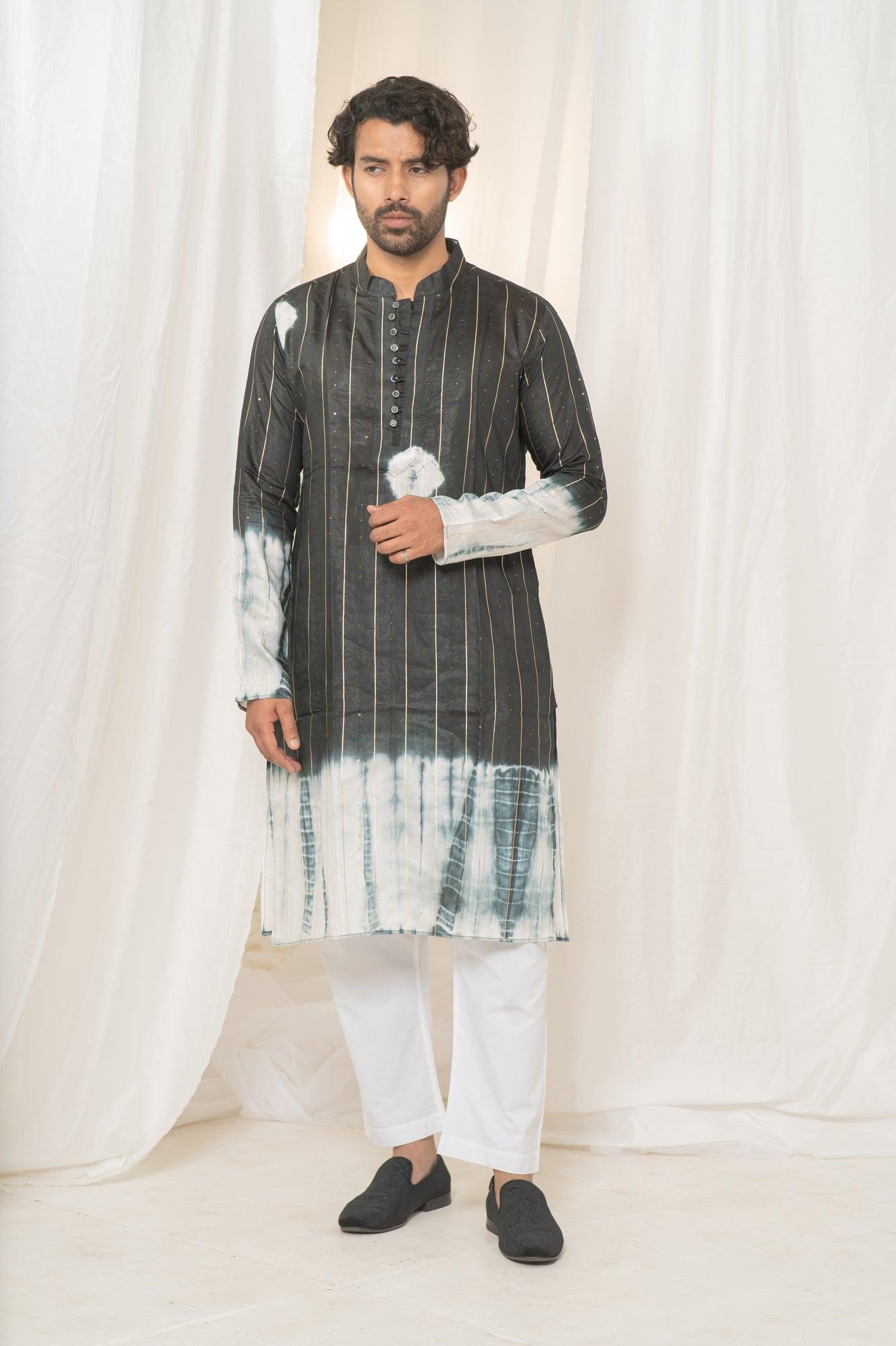Karan Kundra in Black Kurta with Abstract Embroidery main image 1