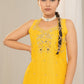 Vibrant Khatta-Nimbu Raw Silk Kurta with Embroidered Neck and Crushed Palazzo