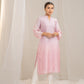 Pink Cotton Modal Satin Haryali Kurta Pant Set