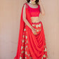 Red Flower Lehanga
