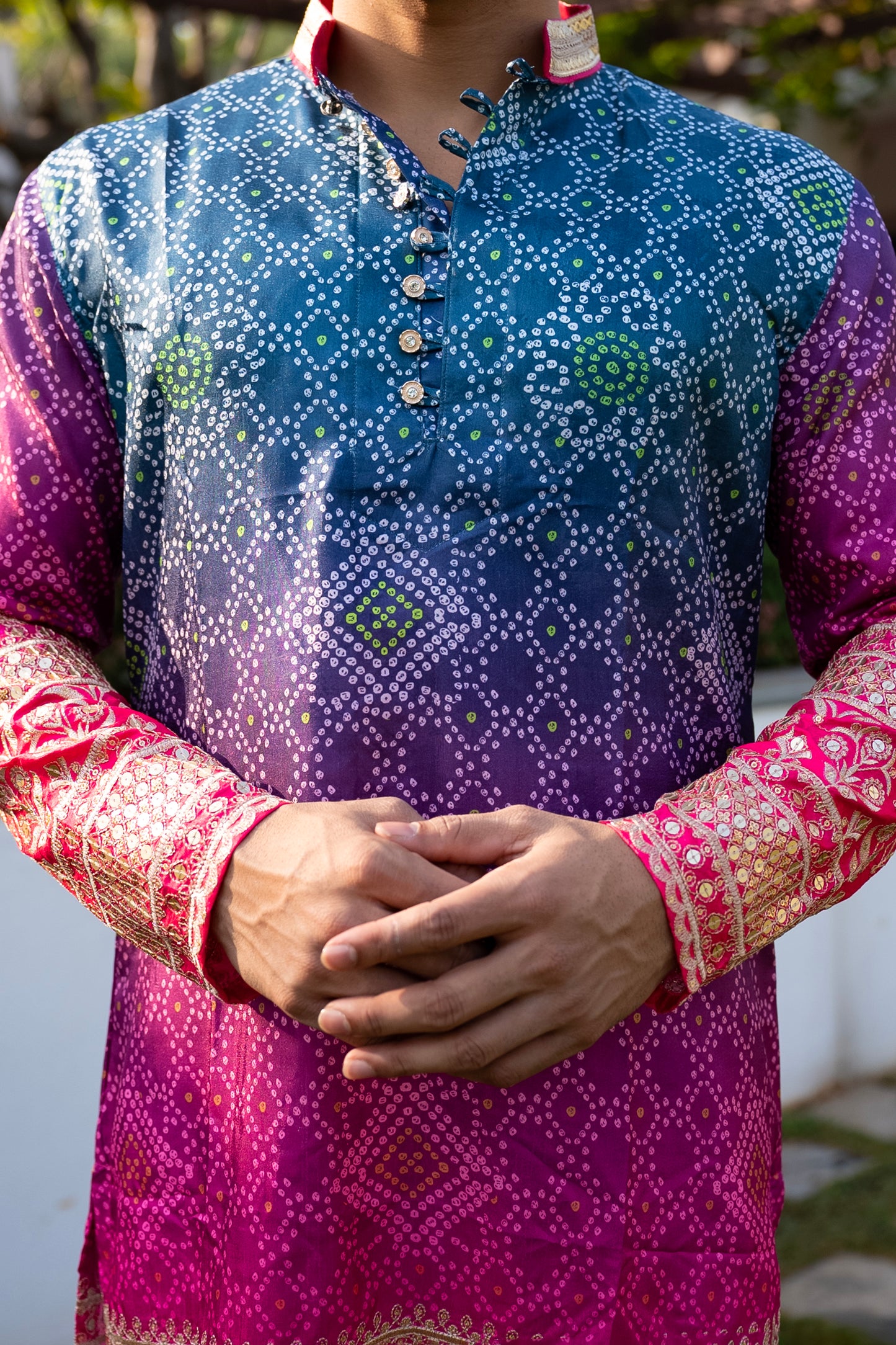 The Prussian Shaded Blue and Pink Kurta