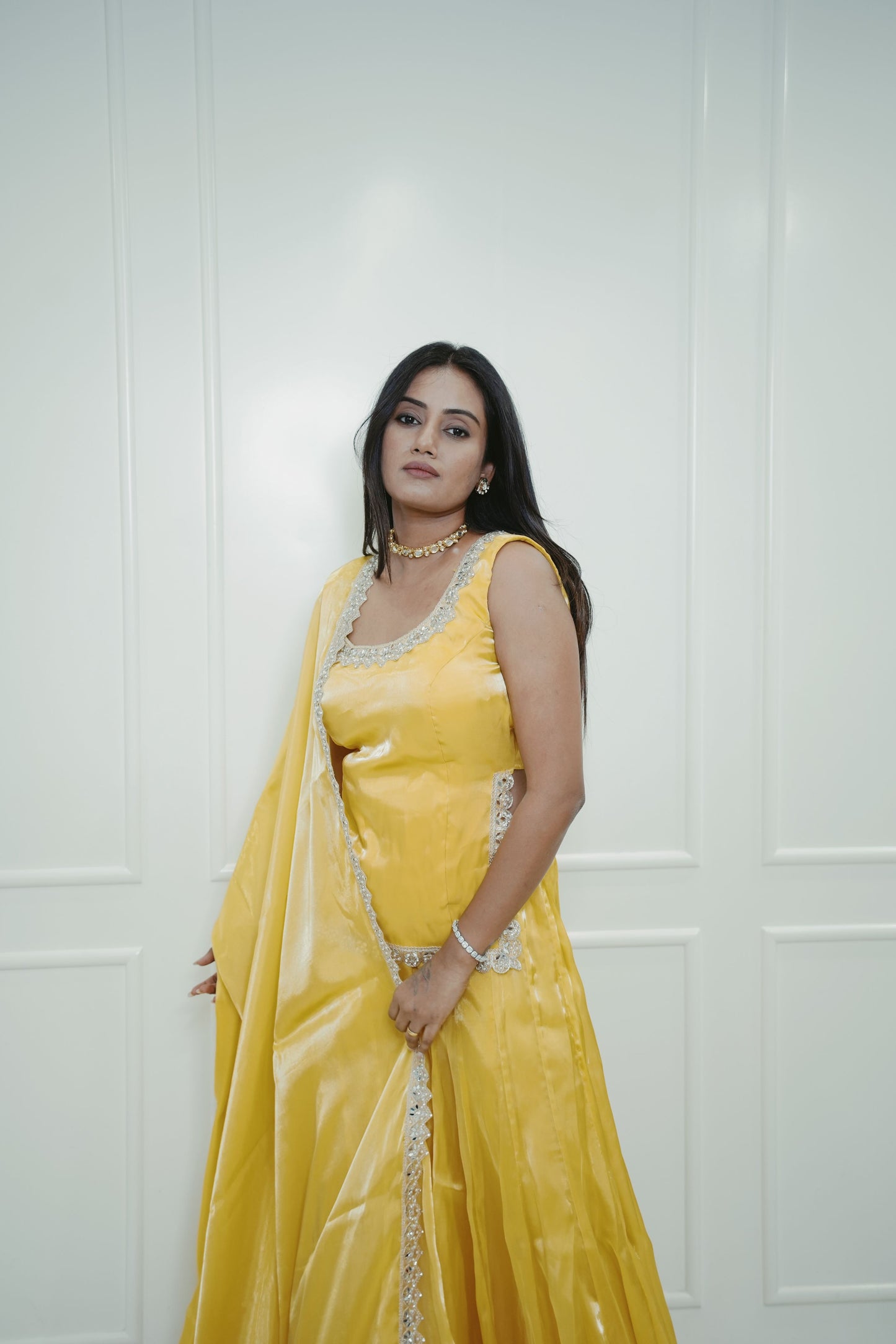 Mustard Mirror Sharara Kurta Set