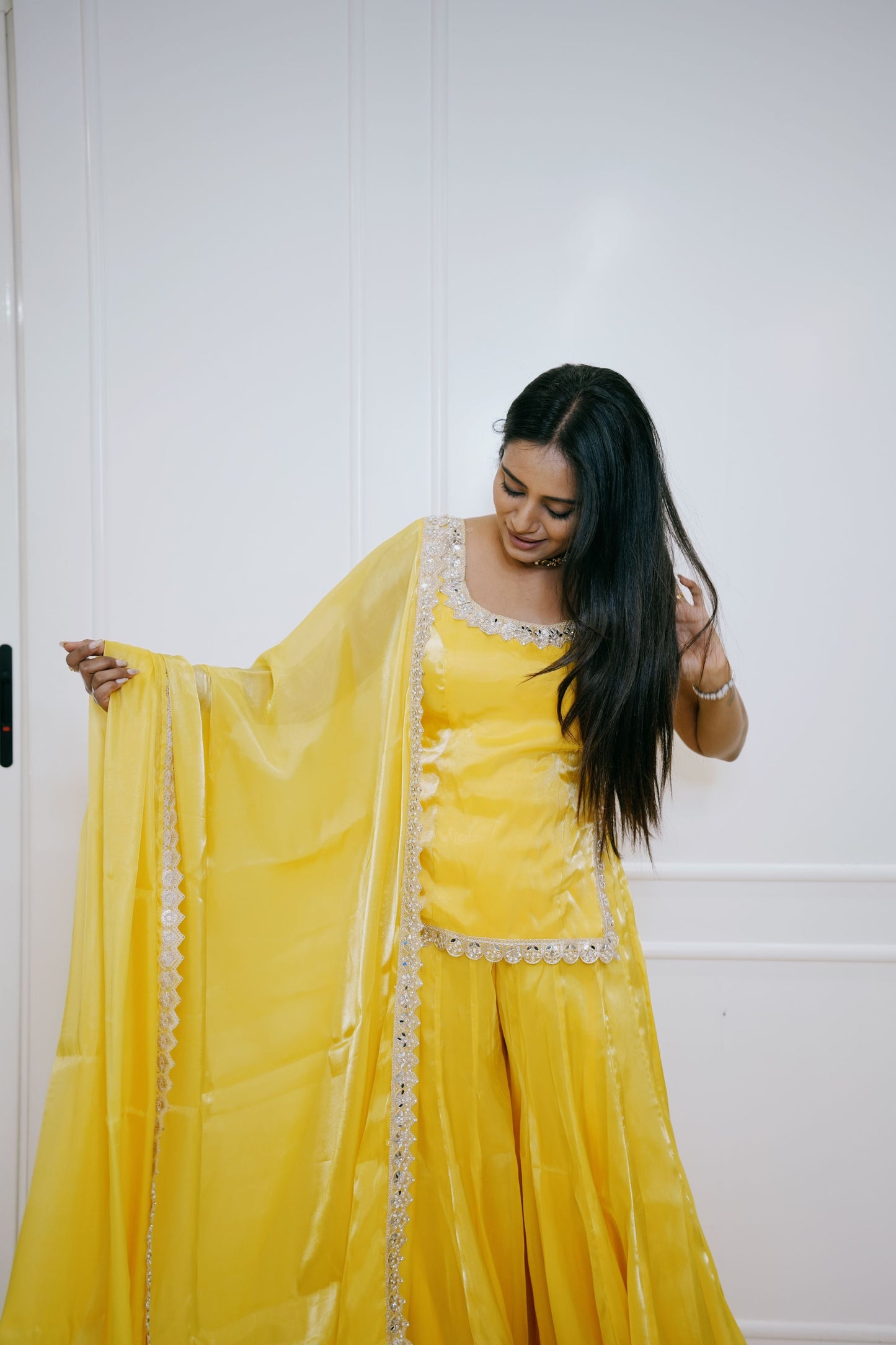 Mustard Mirror Sharara Kurta Set