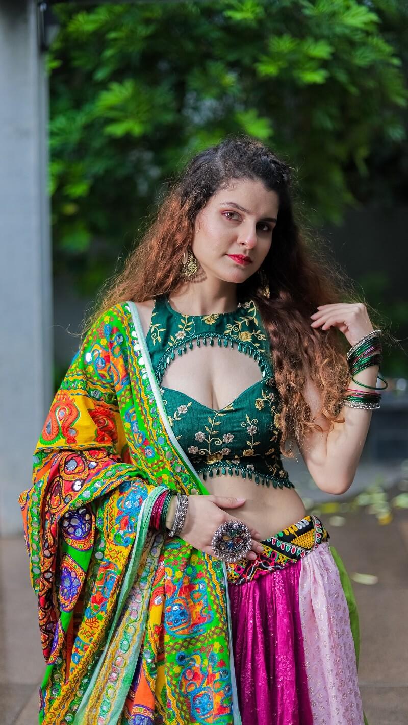 Navratri Green Lehenga Choli - Kzari - The Design Studio