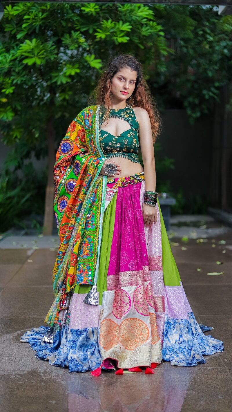 Navratri Green Lehenga Choli - Kzari - The Design Studio