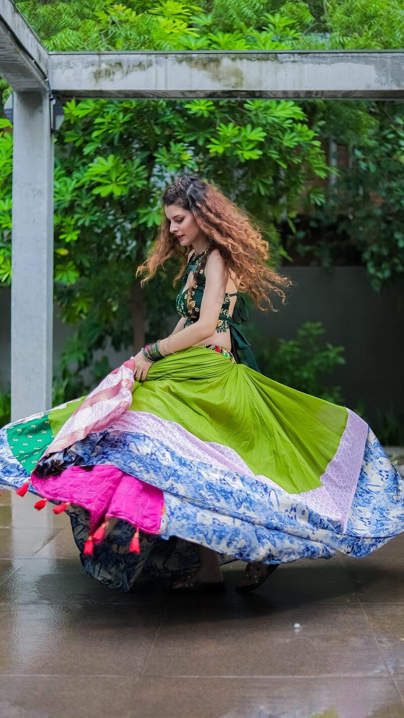 Navratri Green Lehenga Choli - Kzari - The Design Studio