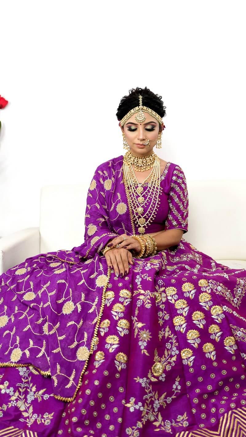 Lilac Banarasi Silk Lehenga With Net Dupatta – Tirumala Designers