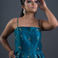 Turquoise Green Silk And Net Gown - Kzari - The Design Studio