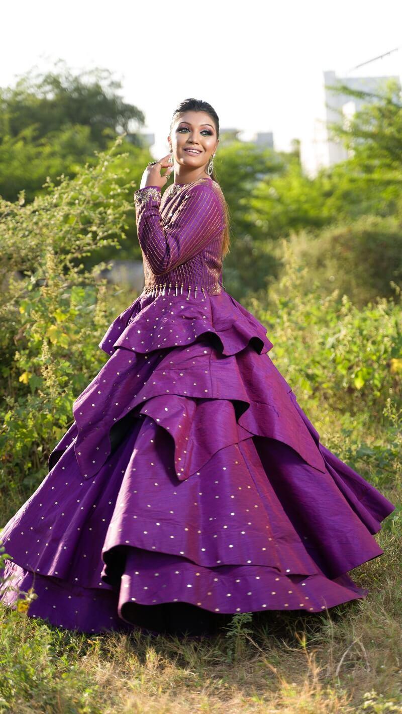 Purple Silk Gown - Kzari - The Design Studio
