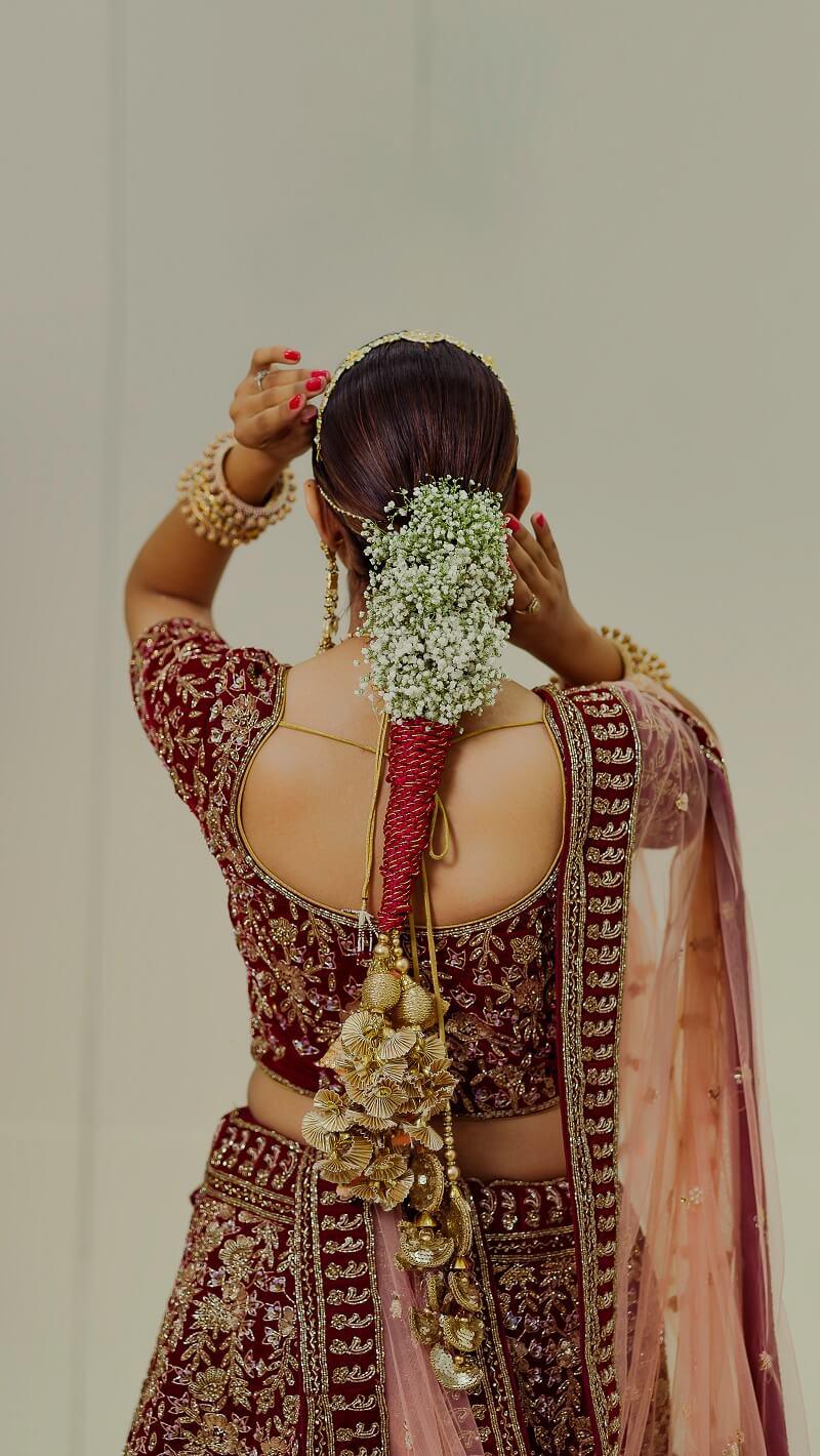 Red Velvet Bridal Lehenga - Kzari - The Design Studio