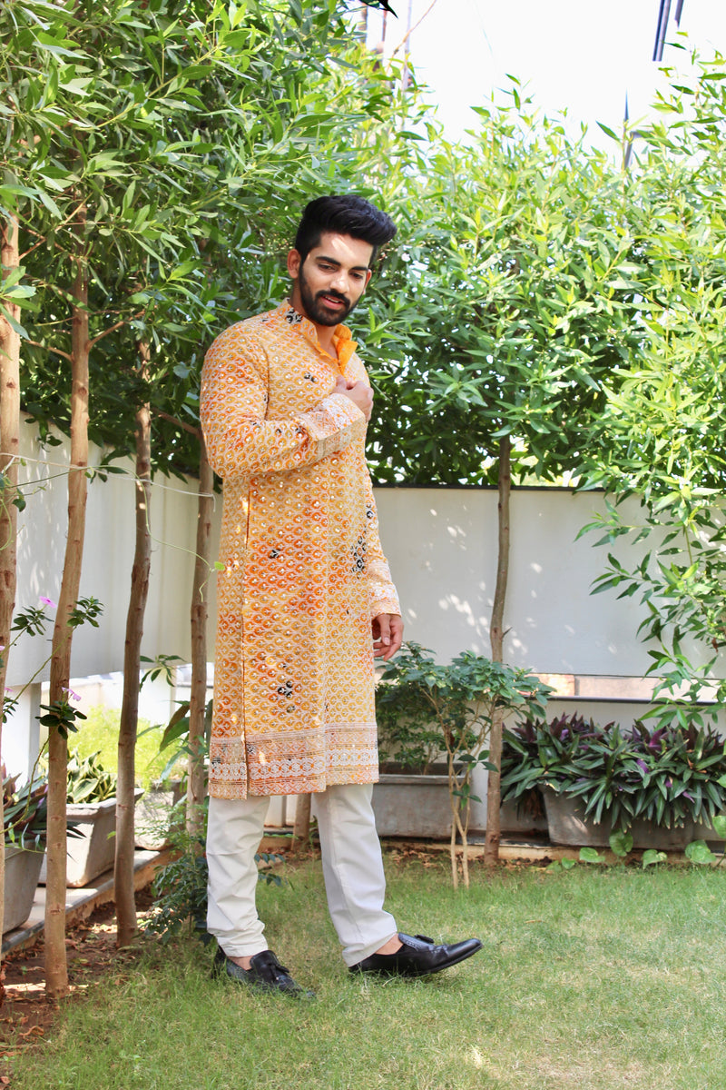 Buy Yellow Kurta with Intricate Multi-Embroidery