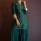 Dark Rama Green Kurta Sharara And Dupatta - Kzari - The Design Studio