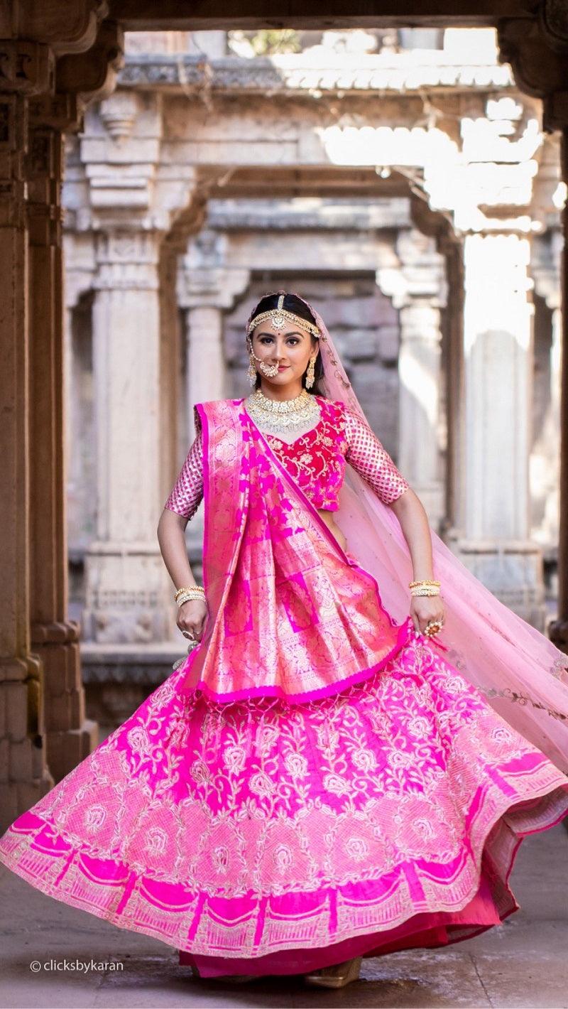 Buy Pink Sequins Velvet Bridal Lehenga Choli From Ethnic Plus