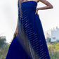 Blue Gown With Cape Tassels - Kzari - The Design Studio